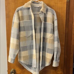 DSG Plaid Flannel Shirt Jacket in Blue and Tan